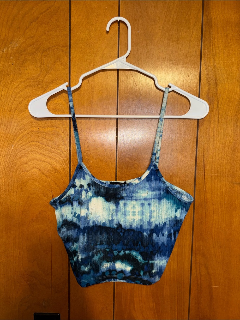 Rue21 Blue Tie-Dye Ribbed Spaghetti Strap Crop Cami